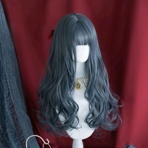 Blue long curly wig